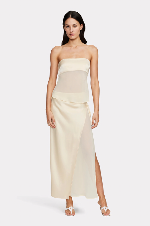Lunara – Sheer Draped Strapless Dress
