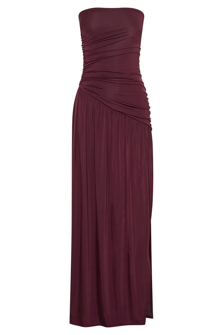 Selvara – Ruched Maroon Gown
