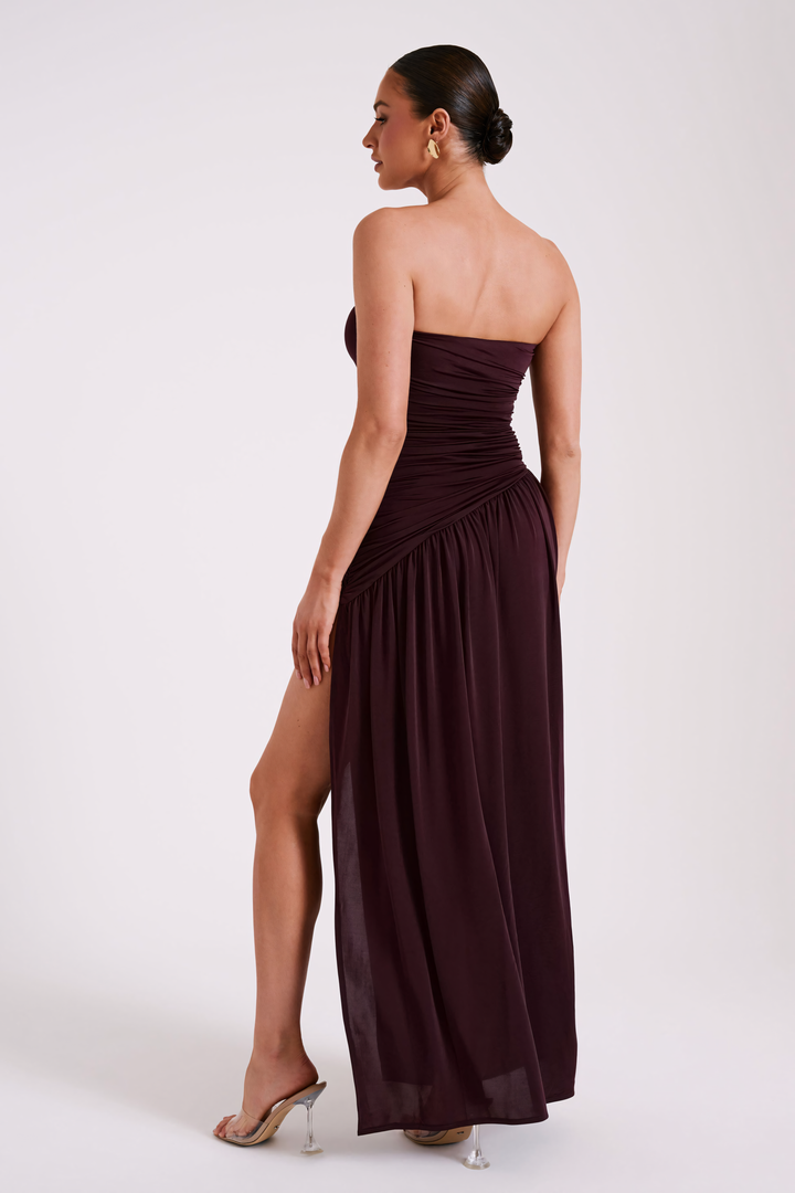 Selvara – Ruched Maroon Gown