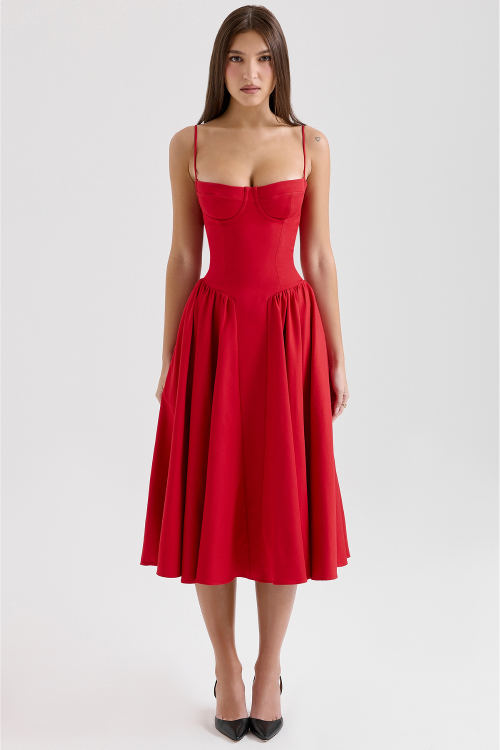 Solène – Corset Twill Midi Dress