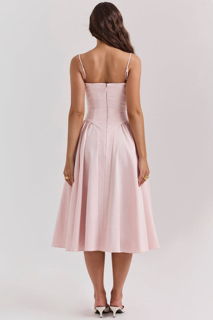 Solène – Corset Twill Midi Dress